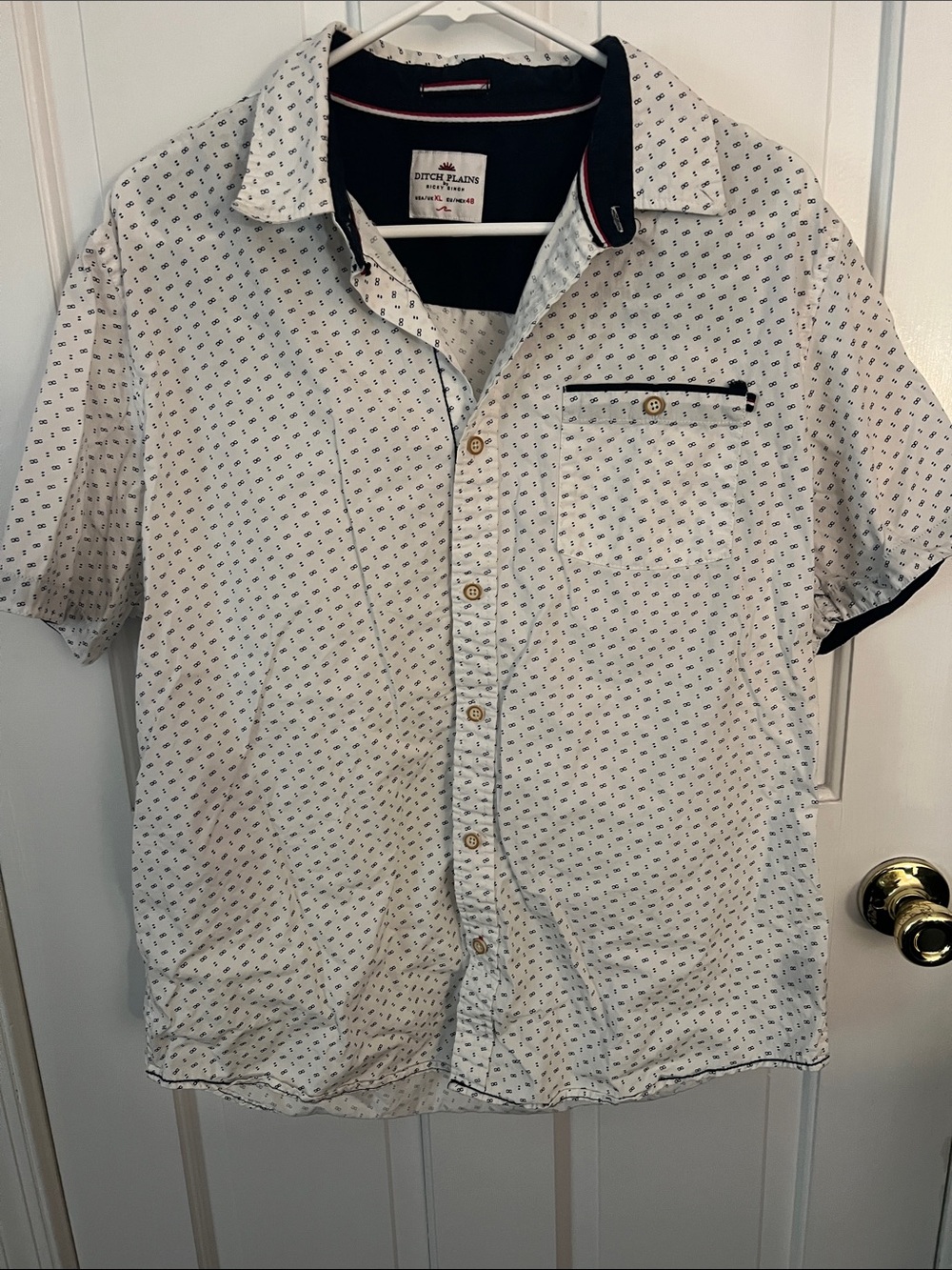 Ditch Plains White Short-Sleeve Printed Button-Down Shirt
